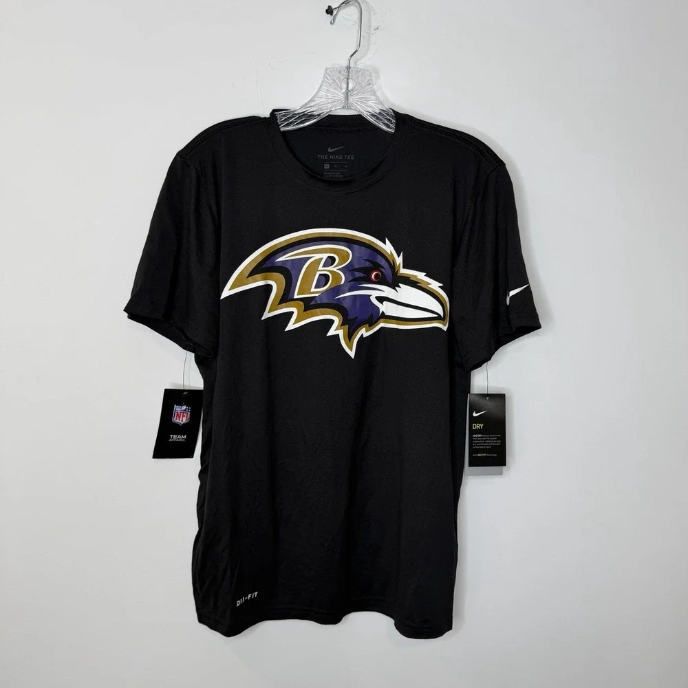 Nike Baltimore Ravens NFL‎ Football Black NWT Tee Shirt Size M Dry Dri Fit Team